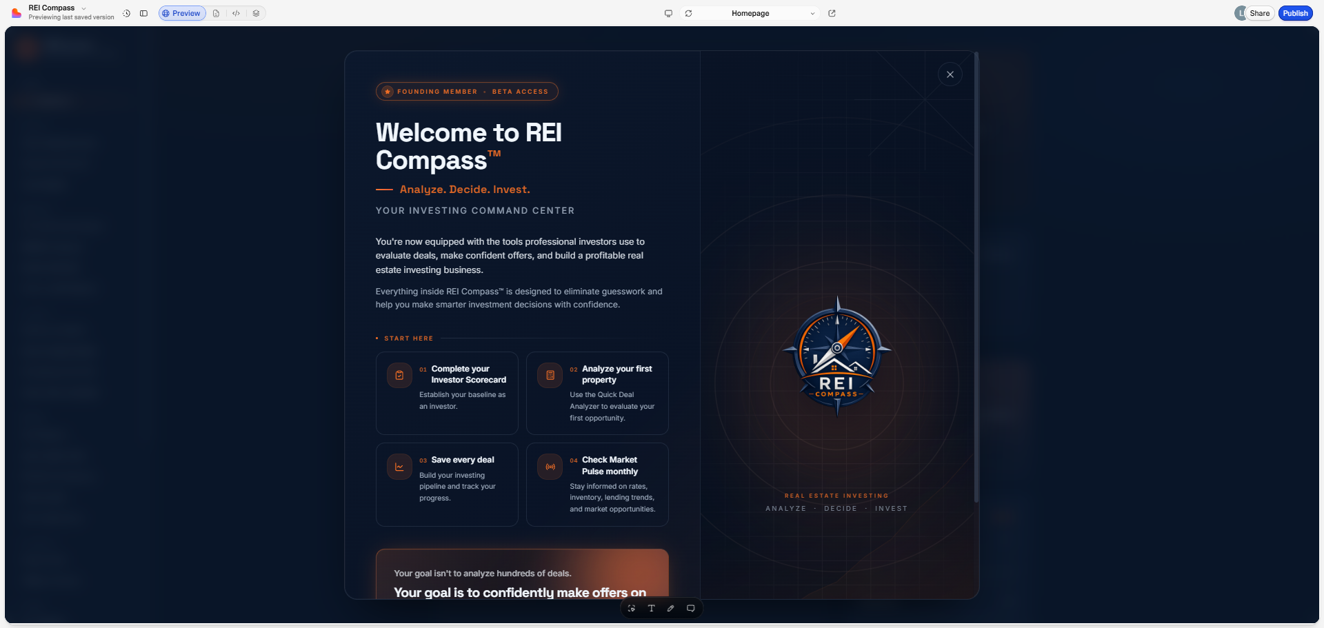 Welcome onboarding modal